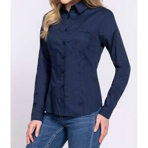 NEW MOA COLLECTION button down poplin shirt in navy